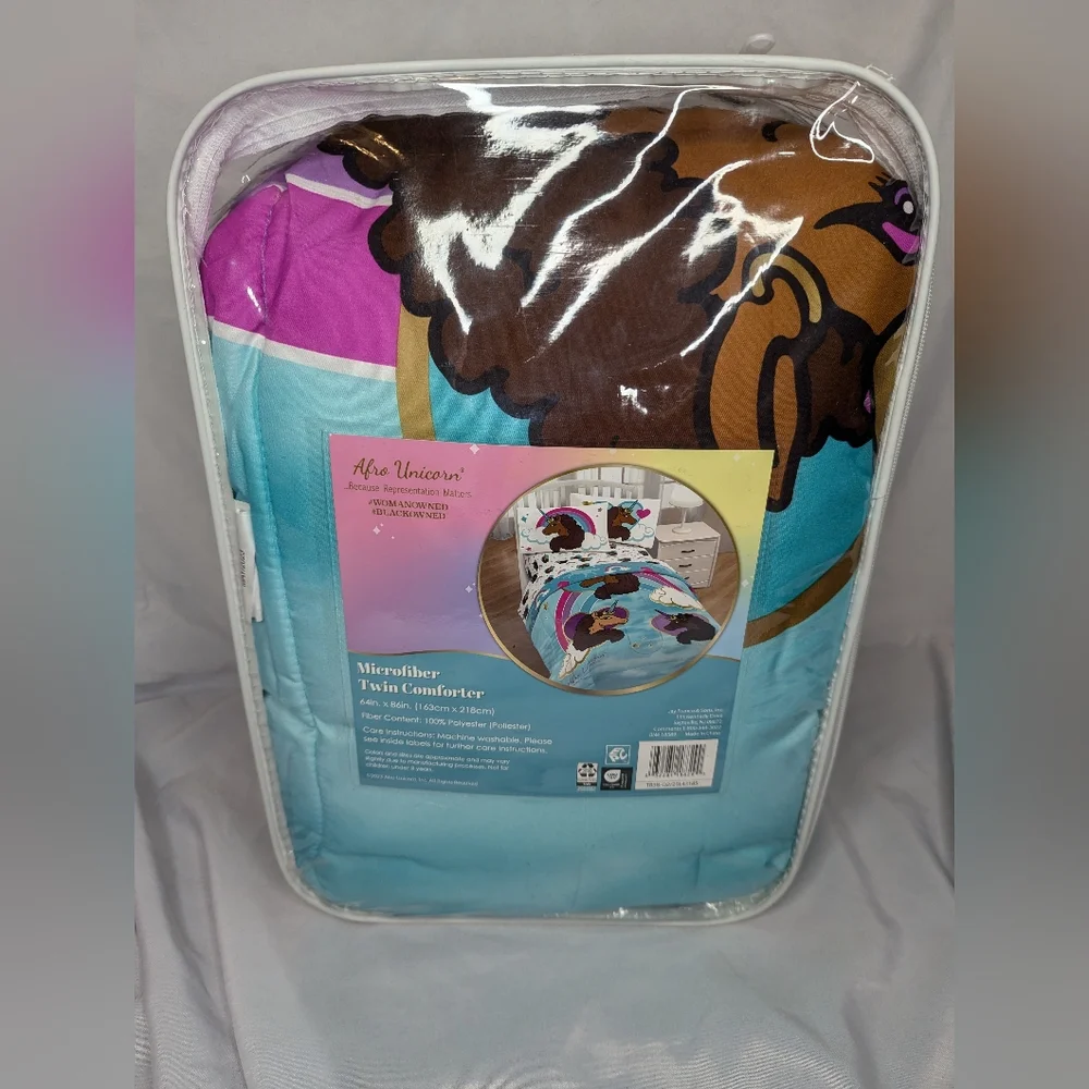 Afro Unicorn Microfiber Twin Comforter